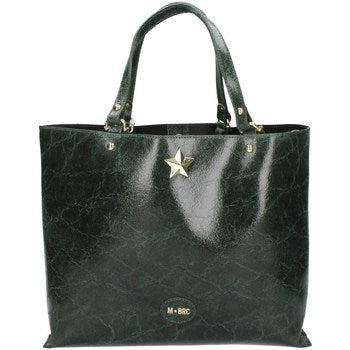 M Brc shopping bag in vera pelle verdone