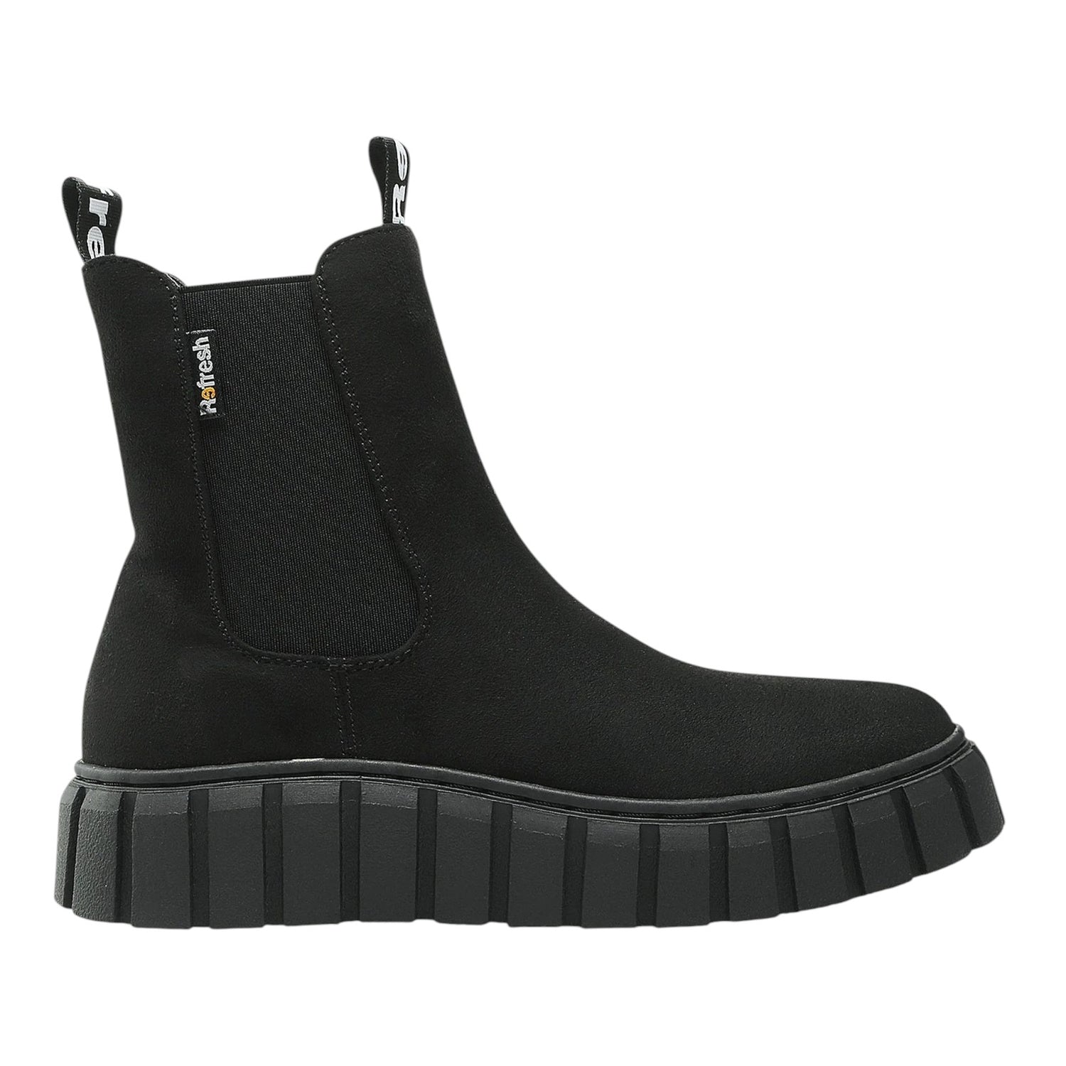 Refresh Beatles Donna in Camoscio Sintetico Nero con Zip ed Elastico