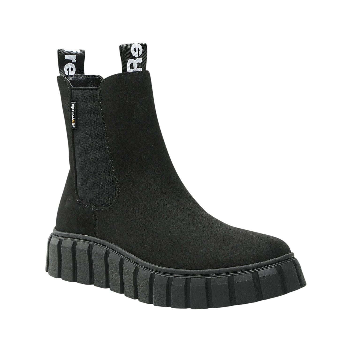 Refresh Beatles Donna in Camoscio Sintetico Nero con Zip ed Elastico