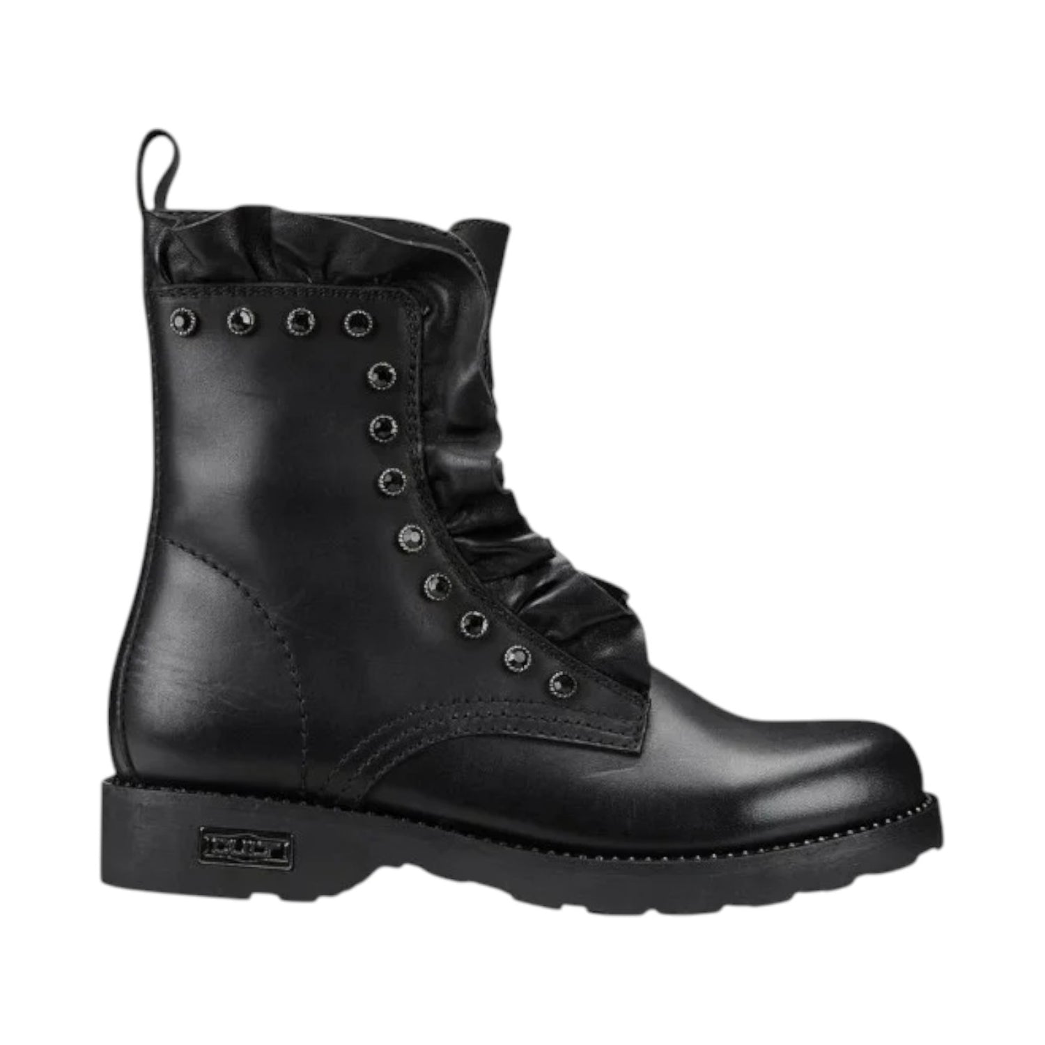 Cult Anfibio Donna in Pelle Nera con Rouches e Strass