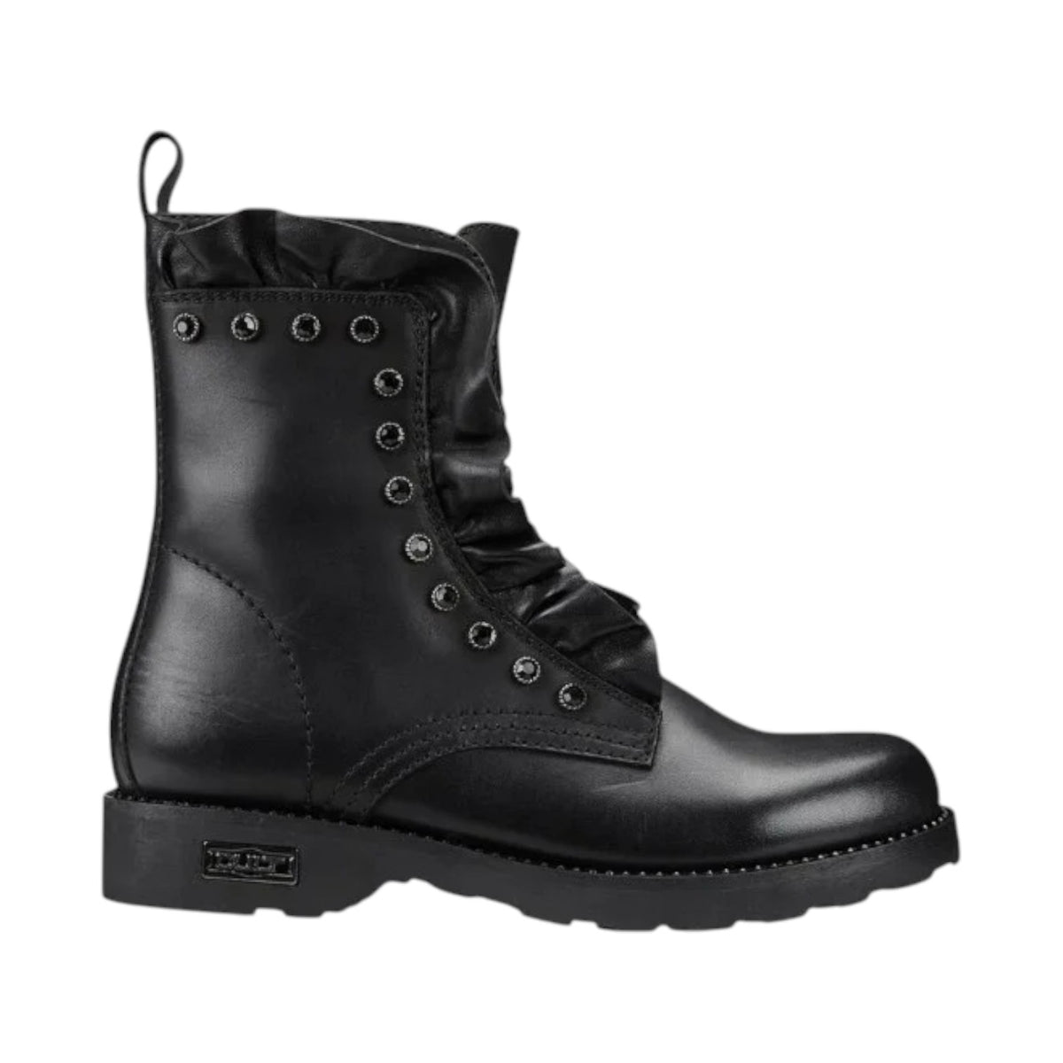 Cult Anfibio Donna in Pelle Nera con Rouches e Strass