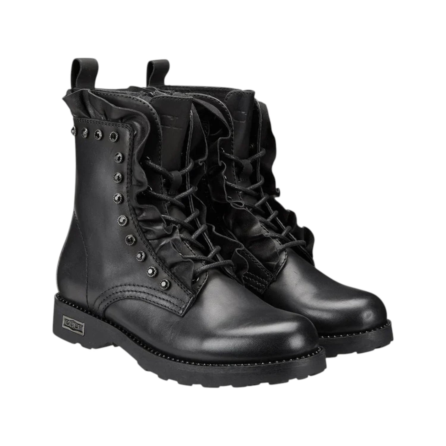 Cult Anfibio Donna in Pelle Nera con Rouches e Strass