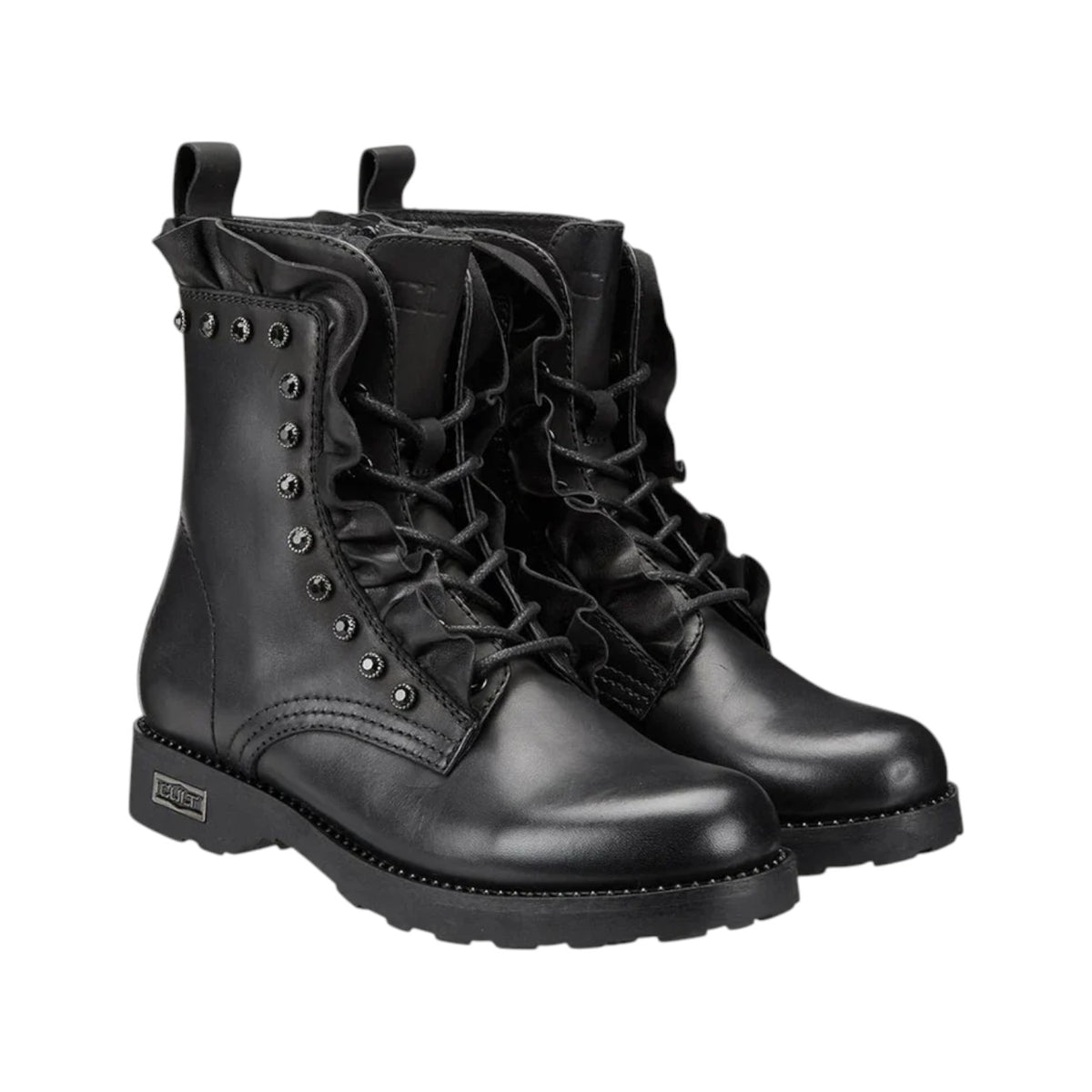 Cult Anfibio Donna in Pelle Nera con Rouches e Strass