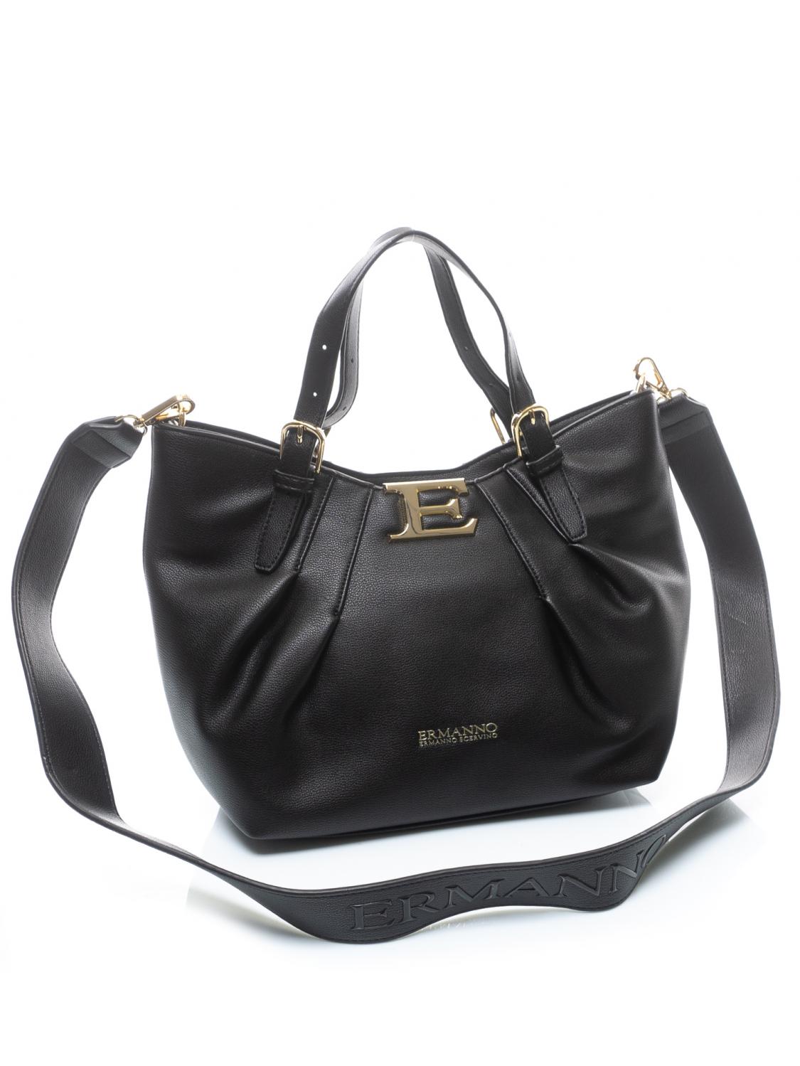 Ermanno Scervino Borsa maxi Tote con tracolla con logo borchie nero