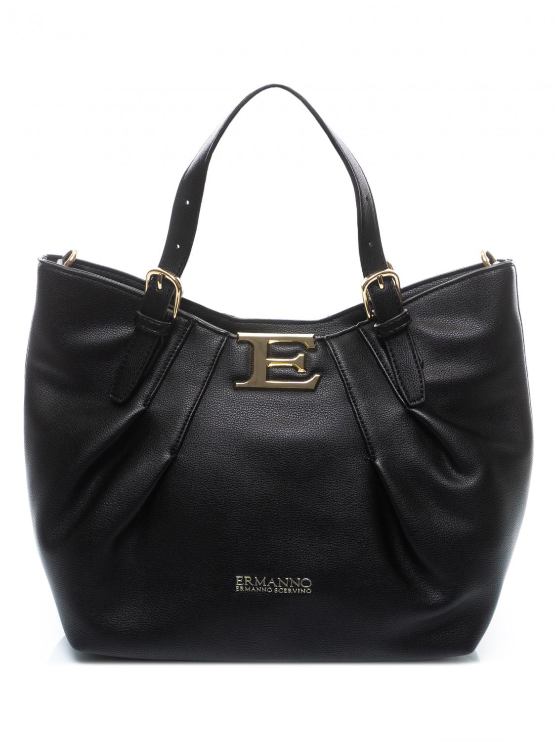 Ermanno Scervino Borsa maxi Tote con tracolla con logo borchie nero