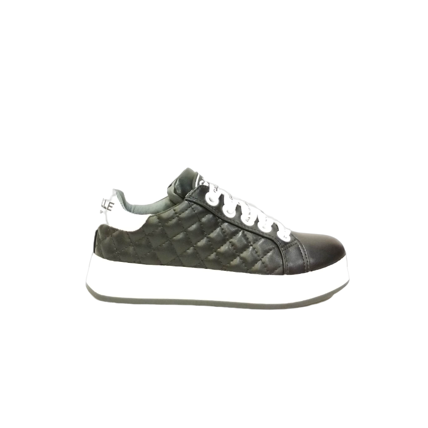 Gaelle Sneakers Bambina in Ecopelle Nera Effetto Trapuntato
