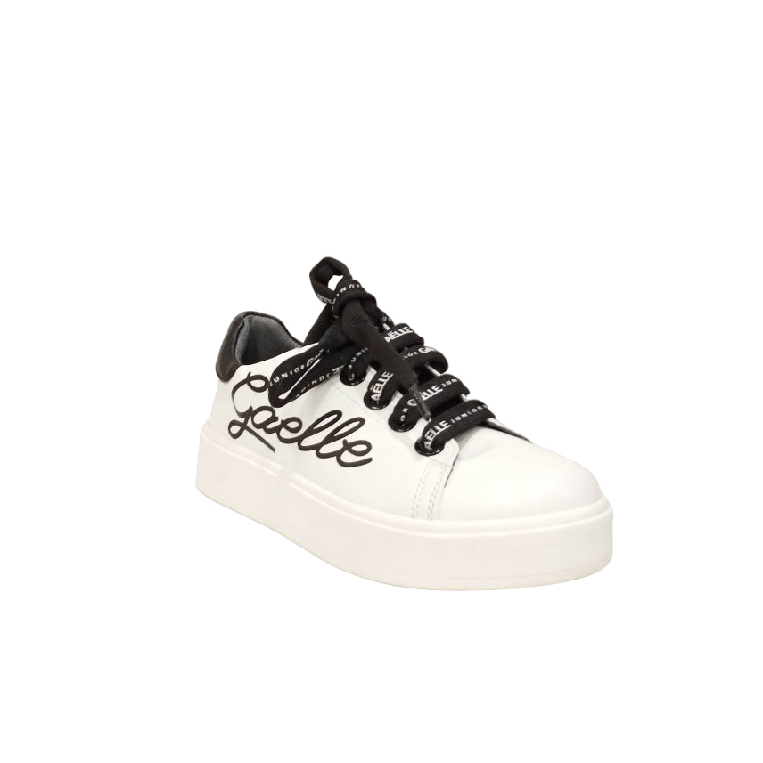 Gaelle Sneakers Bambina in Ecopelle Bianca con Stampa Logo Nera
