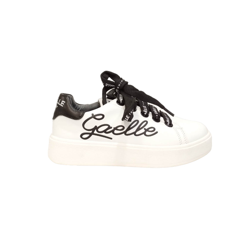 Gaelle Sneakers Bambina in Ecopelle Bianca con Stampa Logo Nera