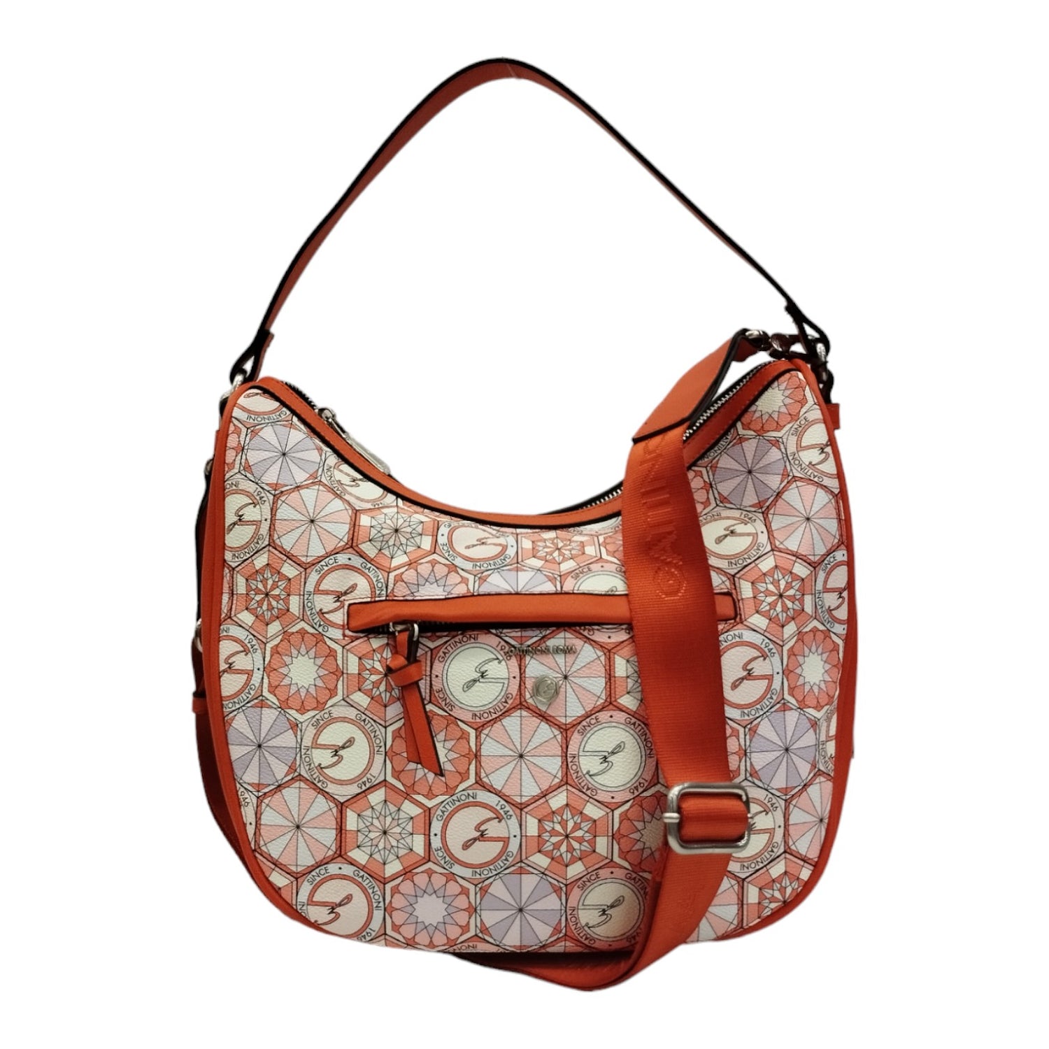 Gattinoni Borsa a Spalla Hobo Linea Teodosia Corallo con Tracolla Logo