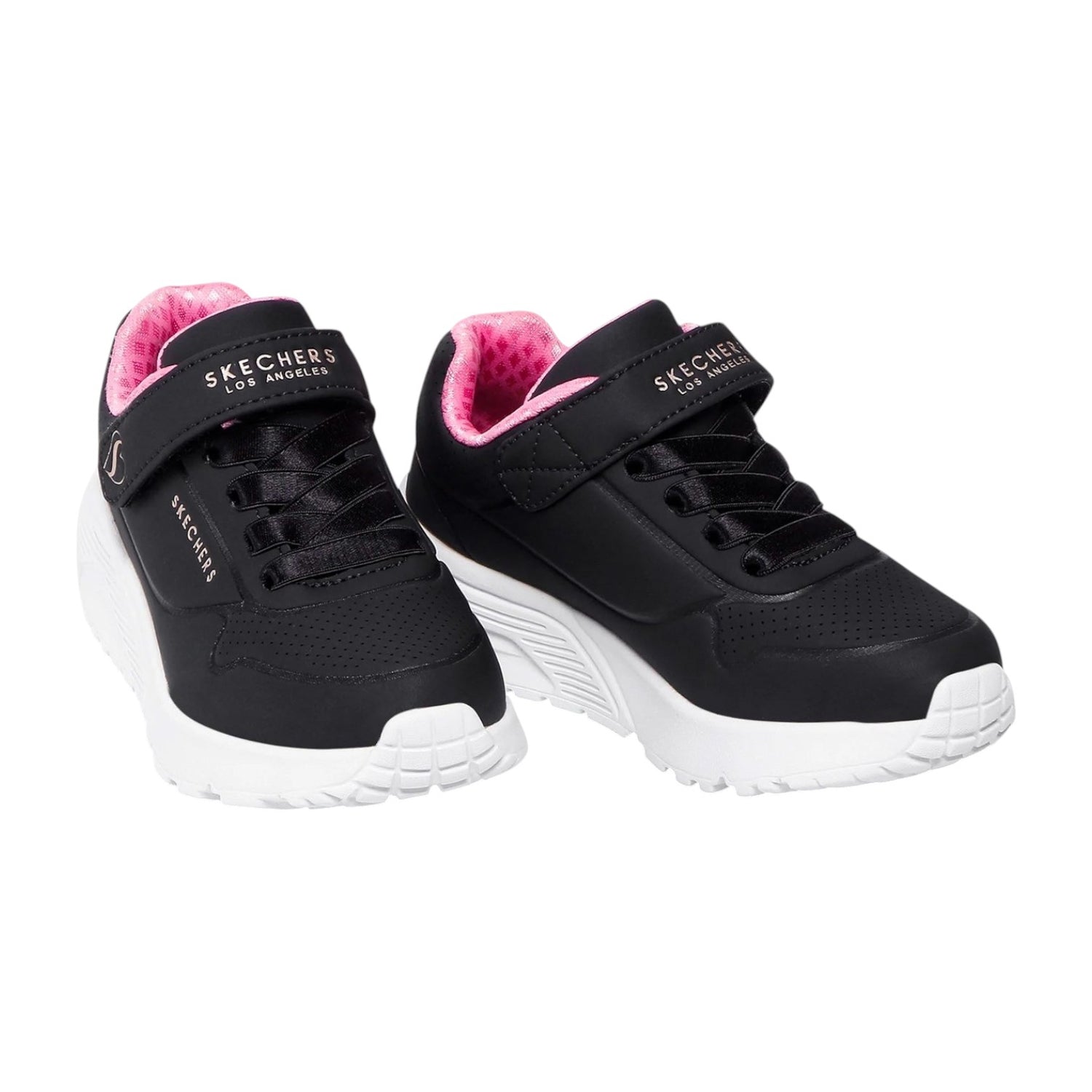 Skechers Sneakers Bambina in Ecopelle Nera Uno Lite