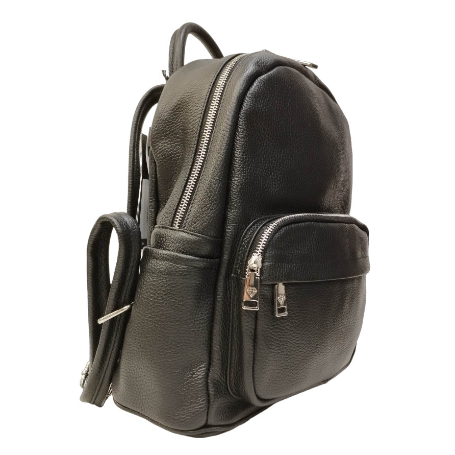 Caleidos Zaino Donna in Pelle Nero con Tasca Frontale