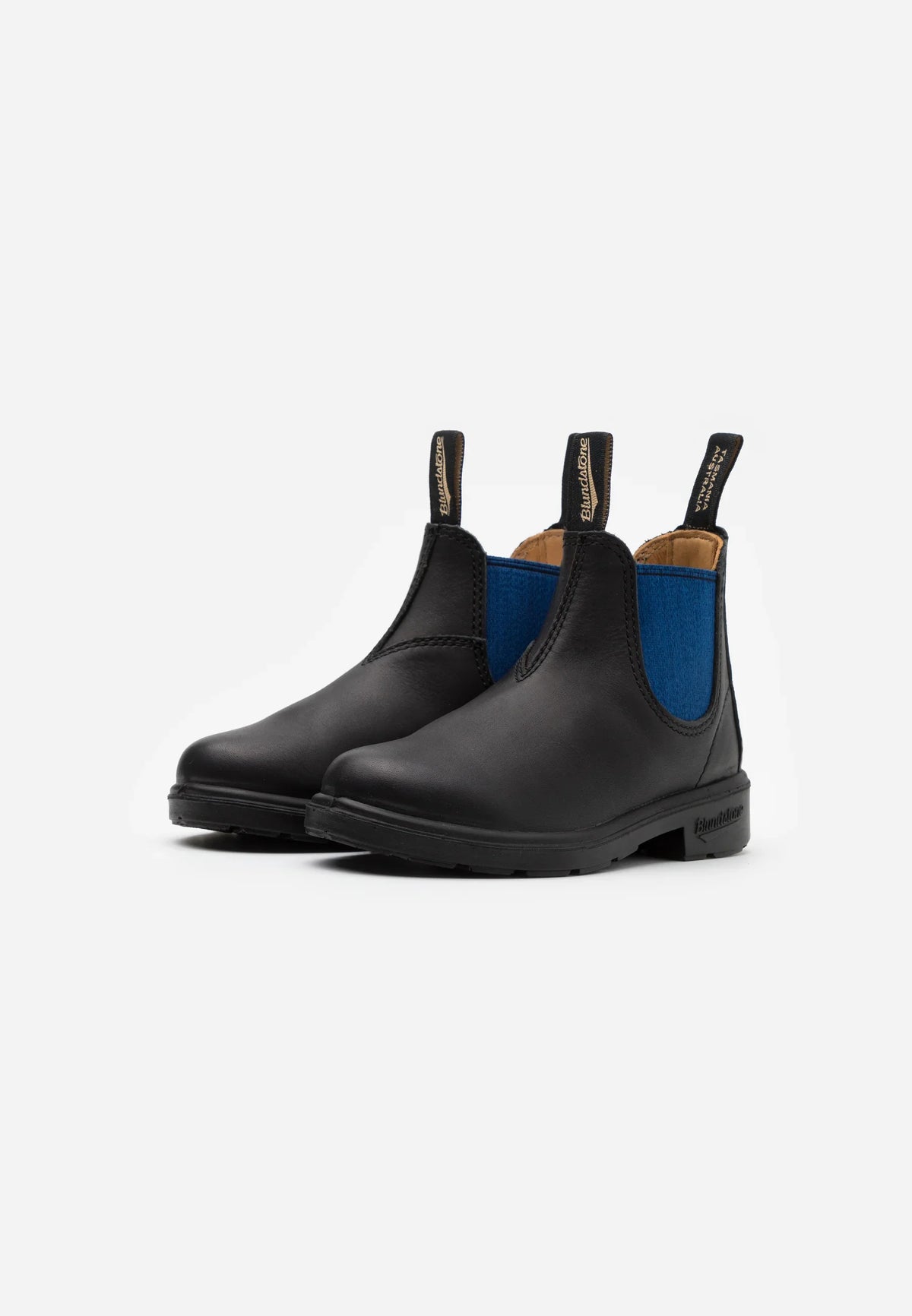 Blundstone Beatles Uomo in Pelle Nera con Elastici Laterali Blu