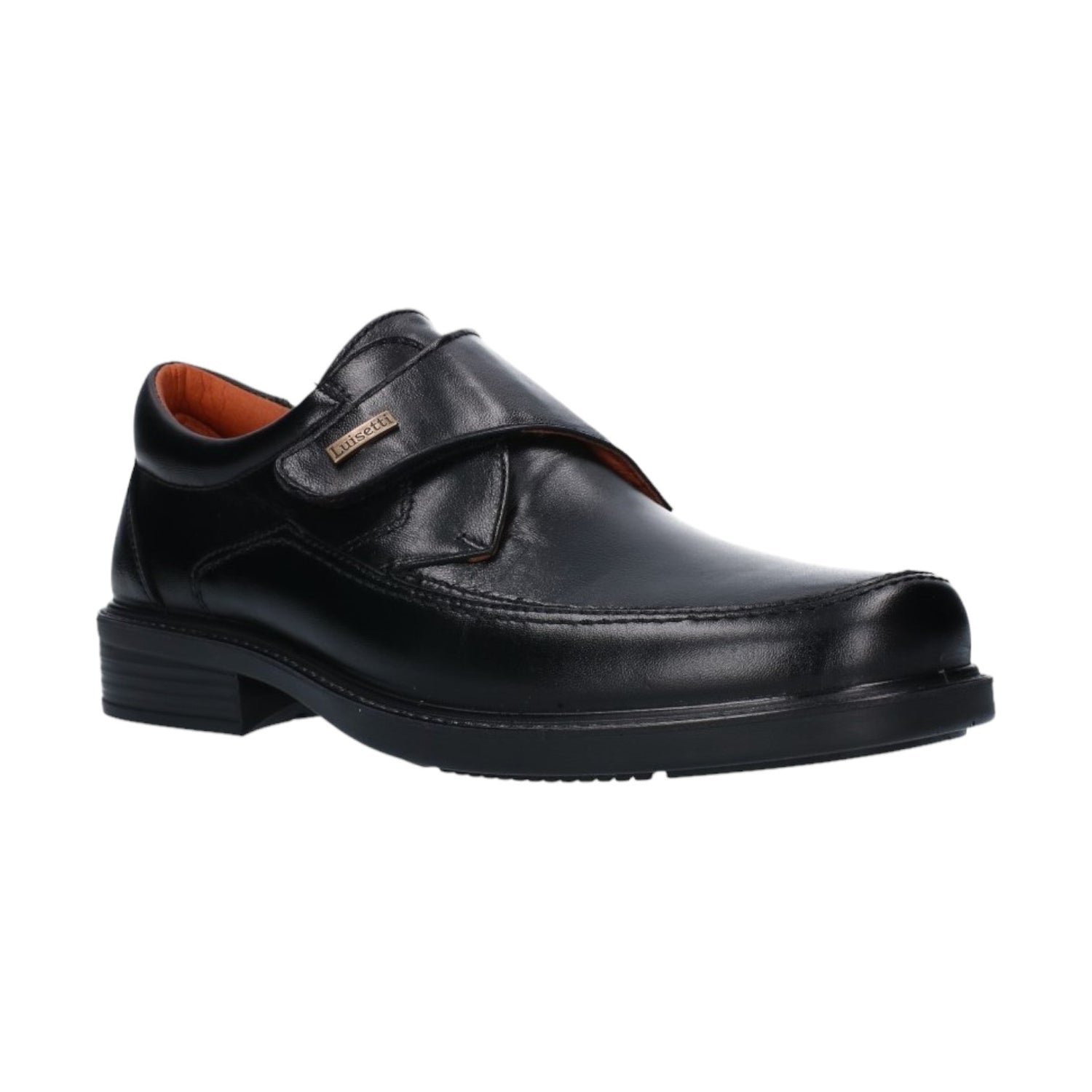 Luisetti Scarpa Uomo in Pelle Nera con Strappo e Targhetta Logo