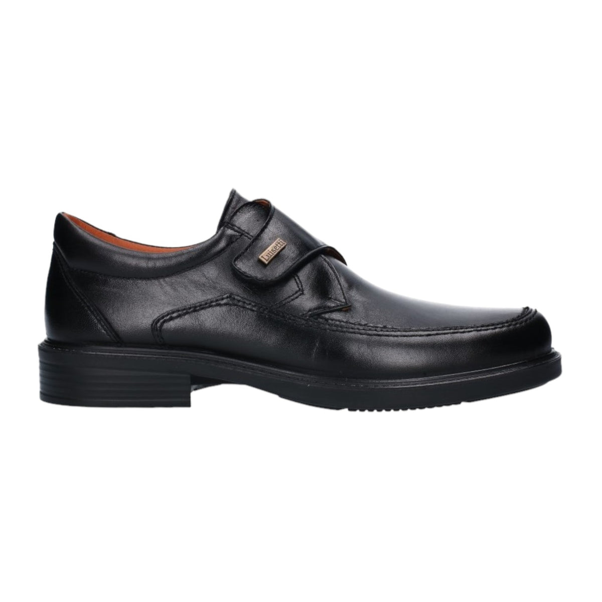 Luisetti Scarpa Uomo in Pelle Nera con Strappo e Targhetta Logo