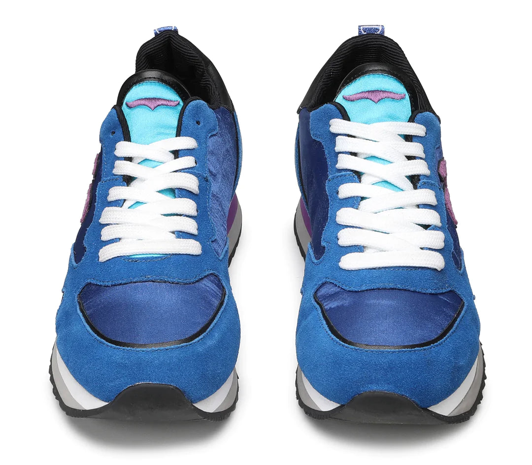 Alberto Guardiani Sneakers Donna in Camoscio e Tessuto Blu con Inserto Viola