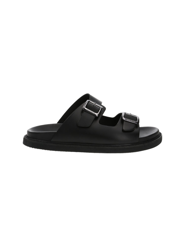 Guess Ciabatta 2 Fasce da Uomo Nera in Pelle