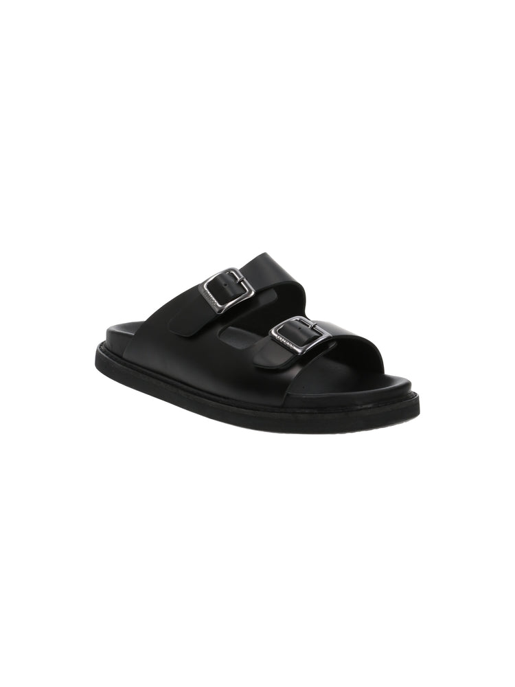 Guess Ciabatta 2 Fasce da Uomo Nera in Pelle
