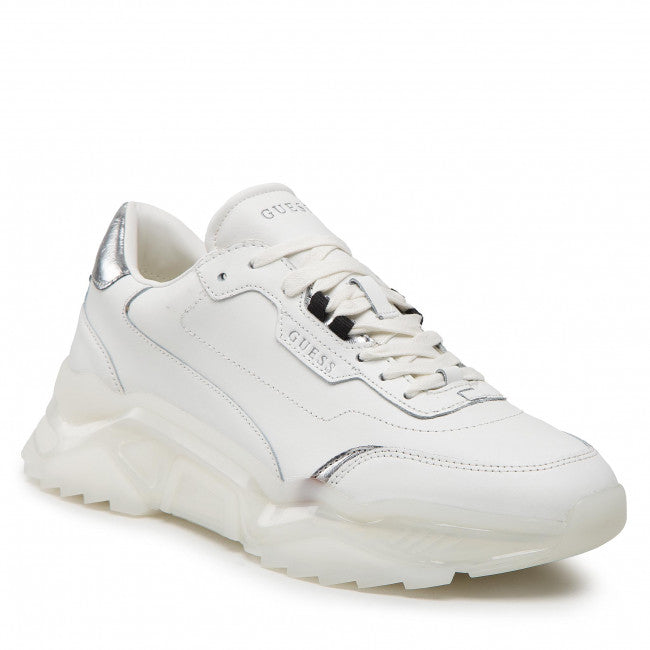 Guess sneakers uomo Runner Massa bianca con inserti laminati argento