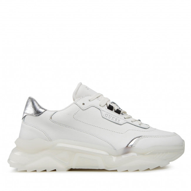 Guess sneakers uomo Runner Massa bianca con inserti laminati argento