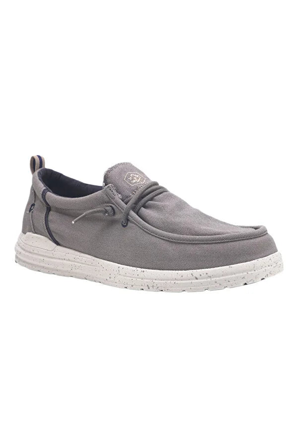 Lumberjack Mocassino Uomo in Tessuto Grigio con Lacci Finti e Cuciture Blu