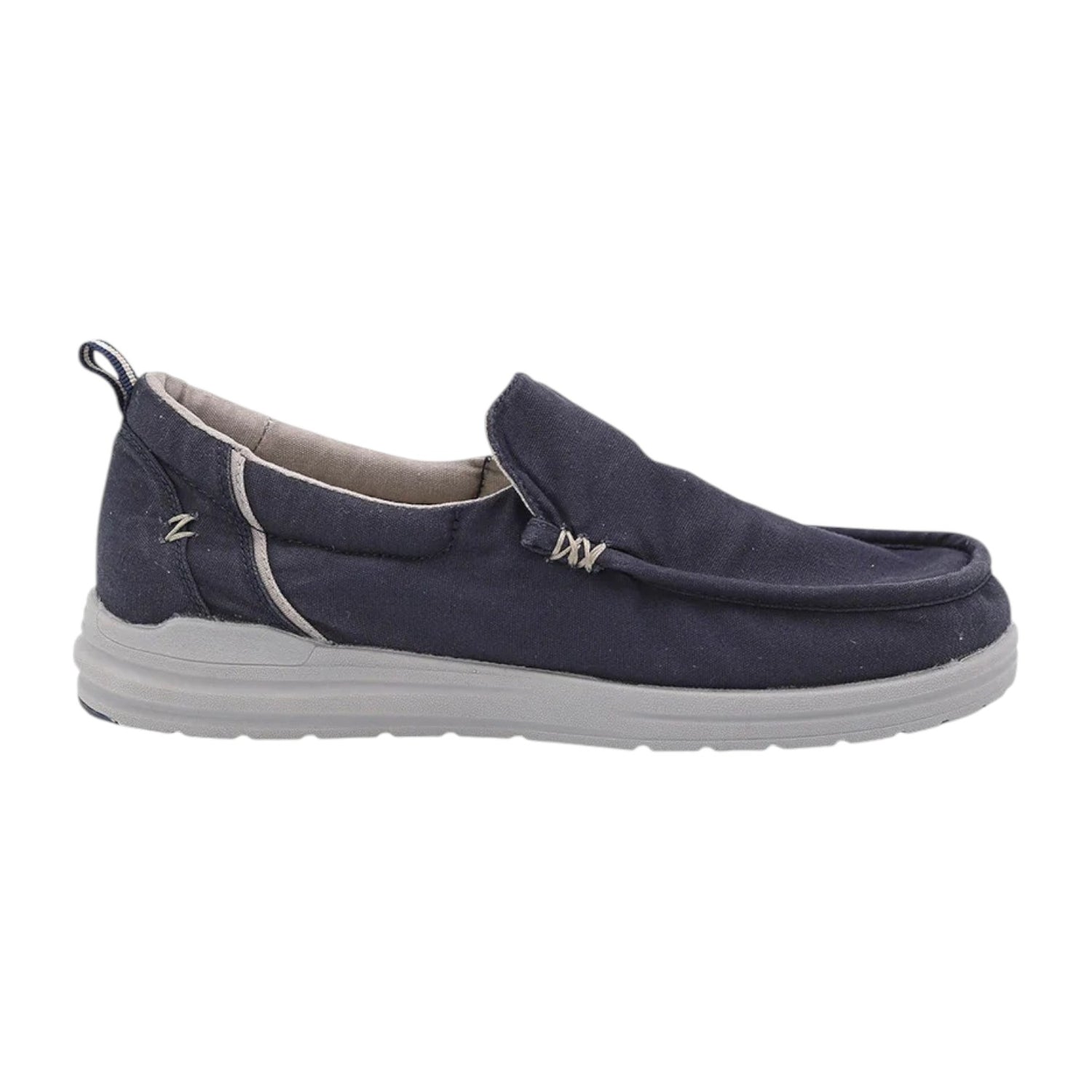Lumberjack Mocassino Uomo in Tessuto Blu con Cuciture Grigie