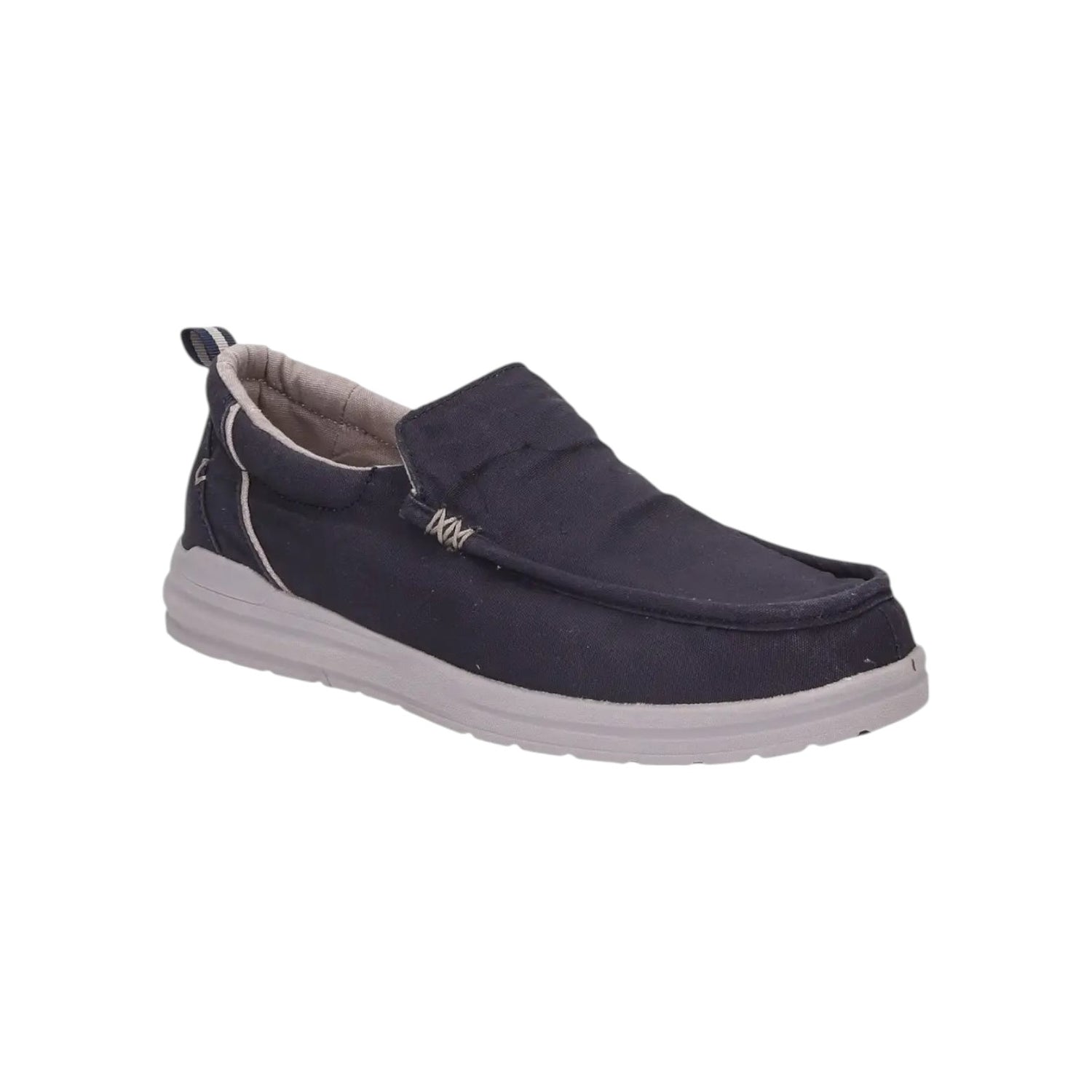 Lumberjack Mocassino Uomo in Tessuto Blu con Cuciture Grigie