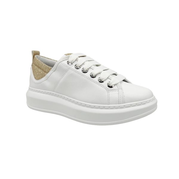 Uma Parker Sneakers bianca con tallone glitterato platino