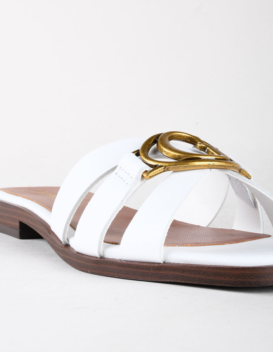 Guess Ciabatta bianca con maxi logo metallico