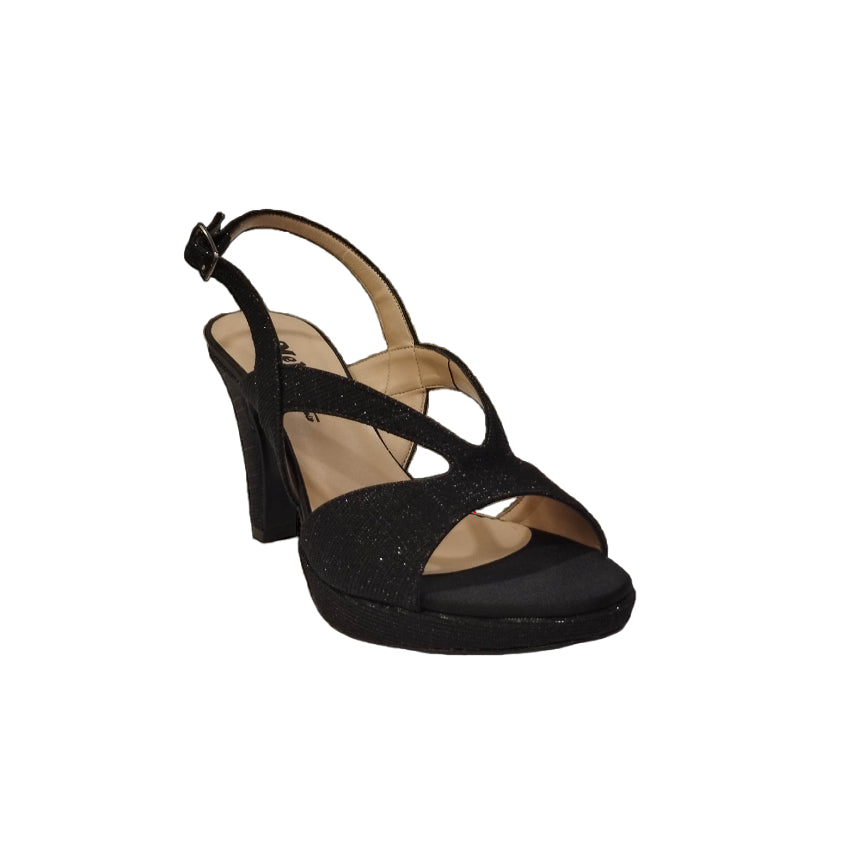 Melluso Sandalo Donna in Lurex Nero con Plateau e Tacco 80mm
