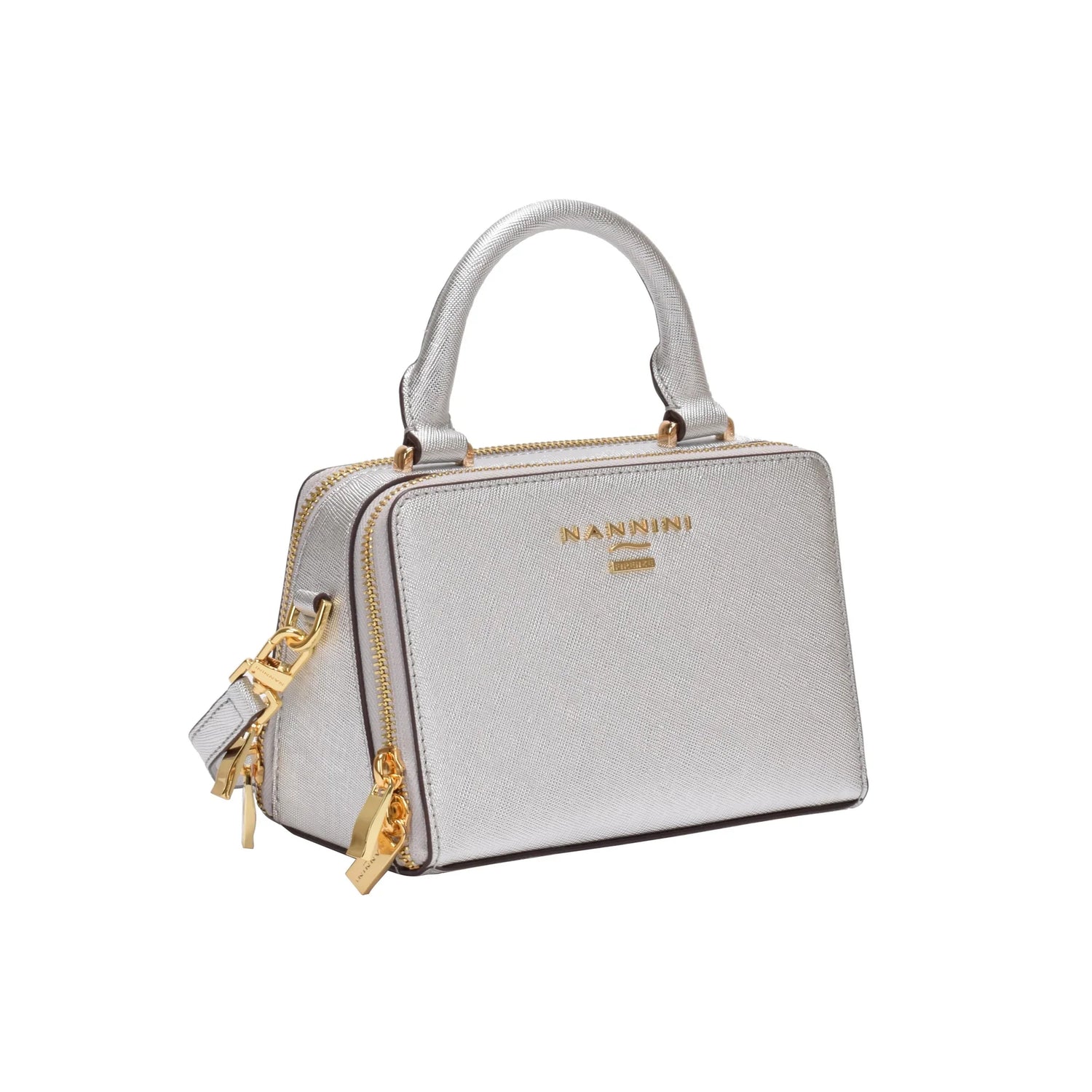 Nannini Firenze Borsa a Mano Flora Donna in Pelle Argento con Tracolla