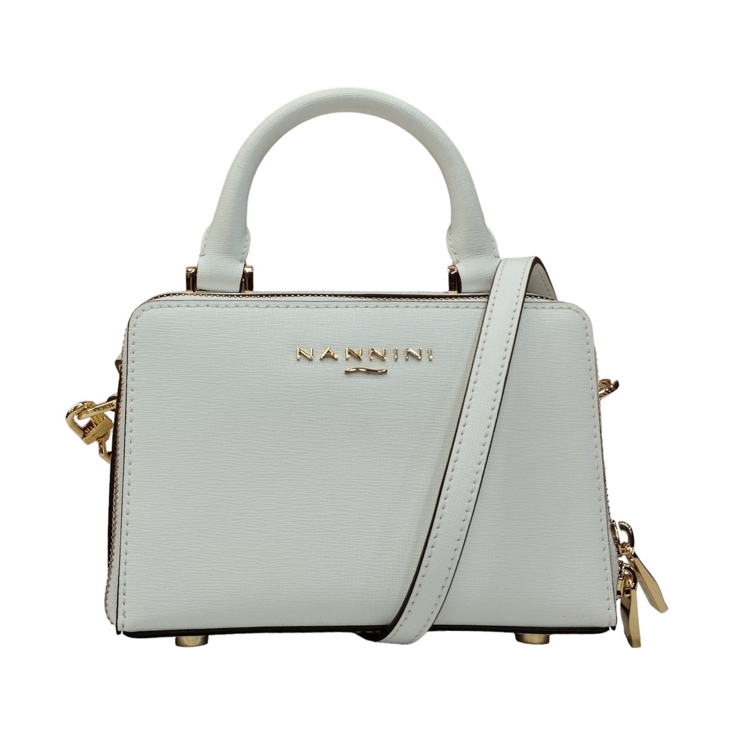 Nannini Firenze Borsa a Mano Flora Donna in Pelle Bianca con Tracolla