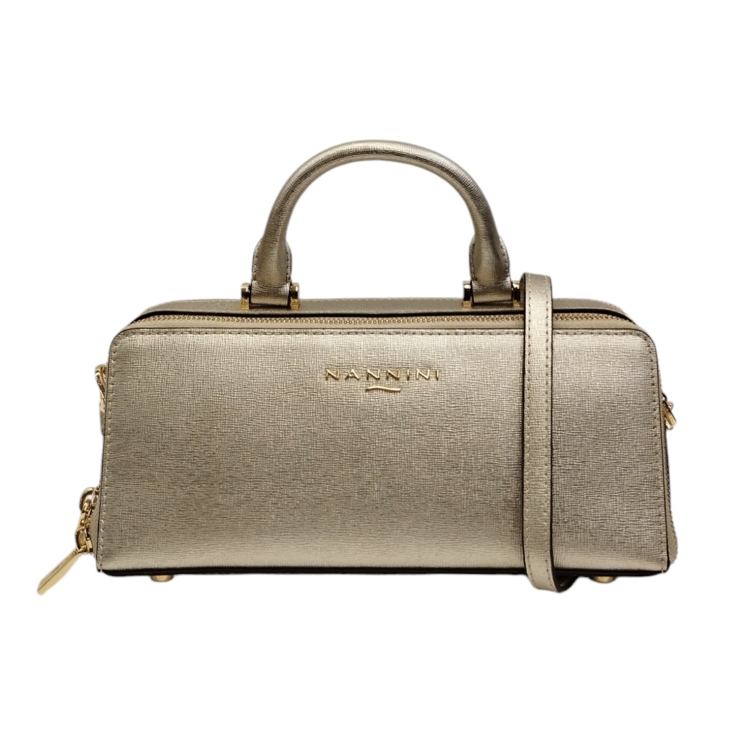 Nannini Firenze Borsa a Mano Rettangolare Flora Donna in Pelle Oro con Tracolla