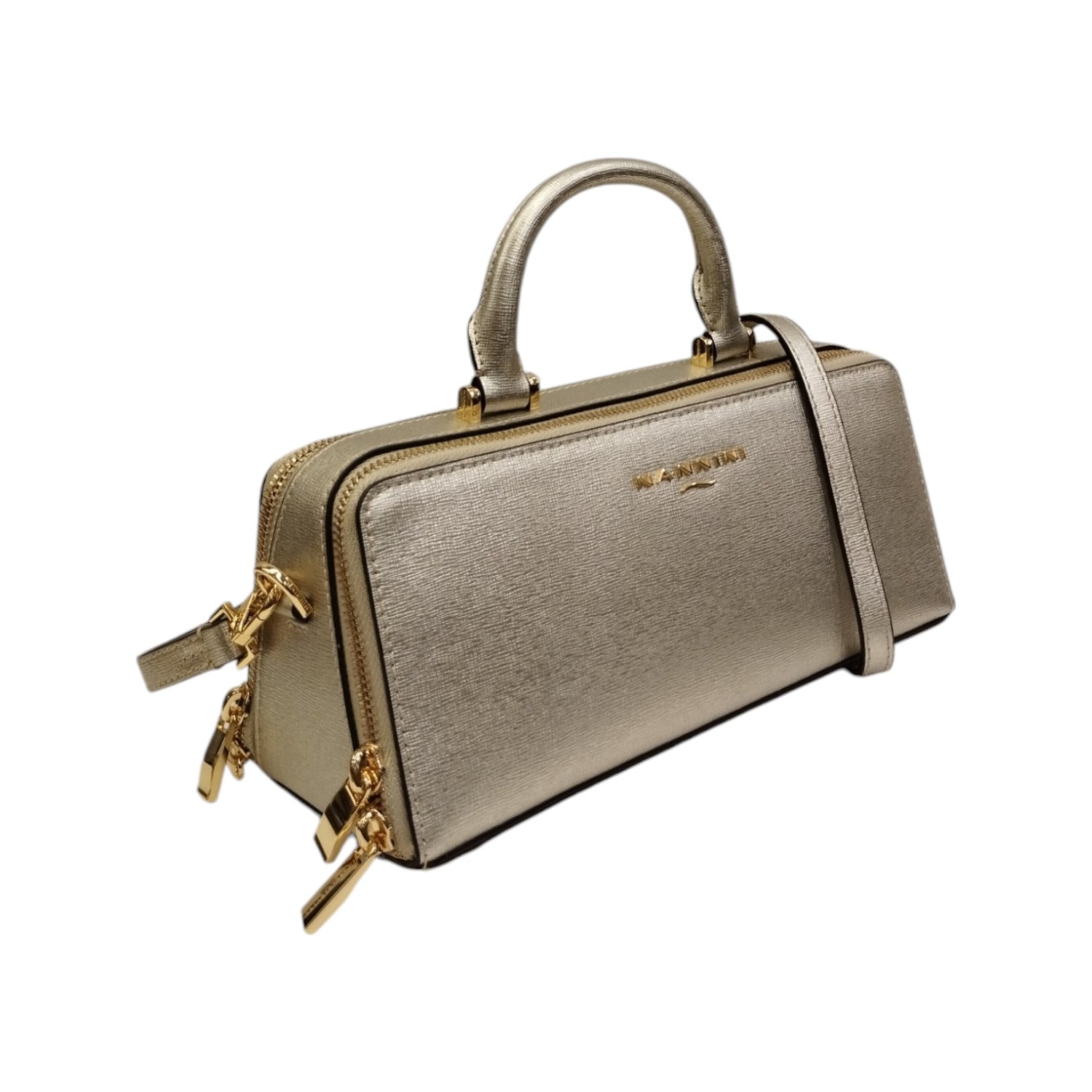 Nannini Firenze Borsa a Mano Rettangolare Flora Donna in Pelle Oro con Tracolla