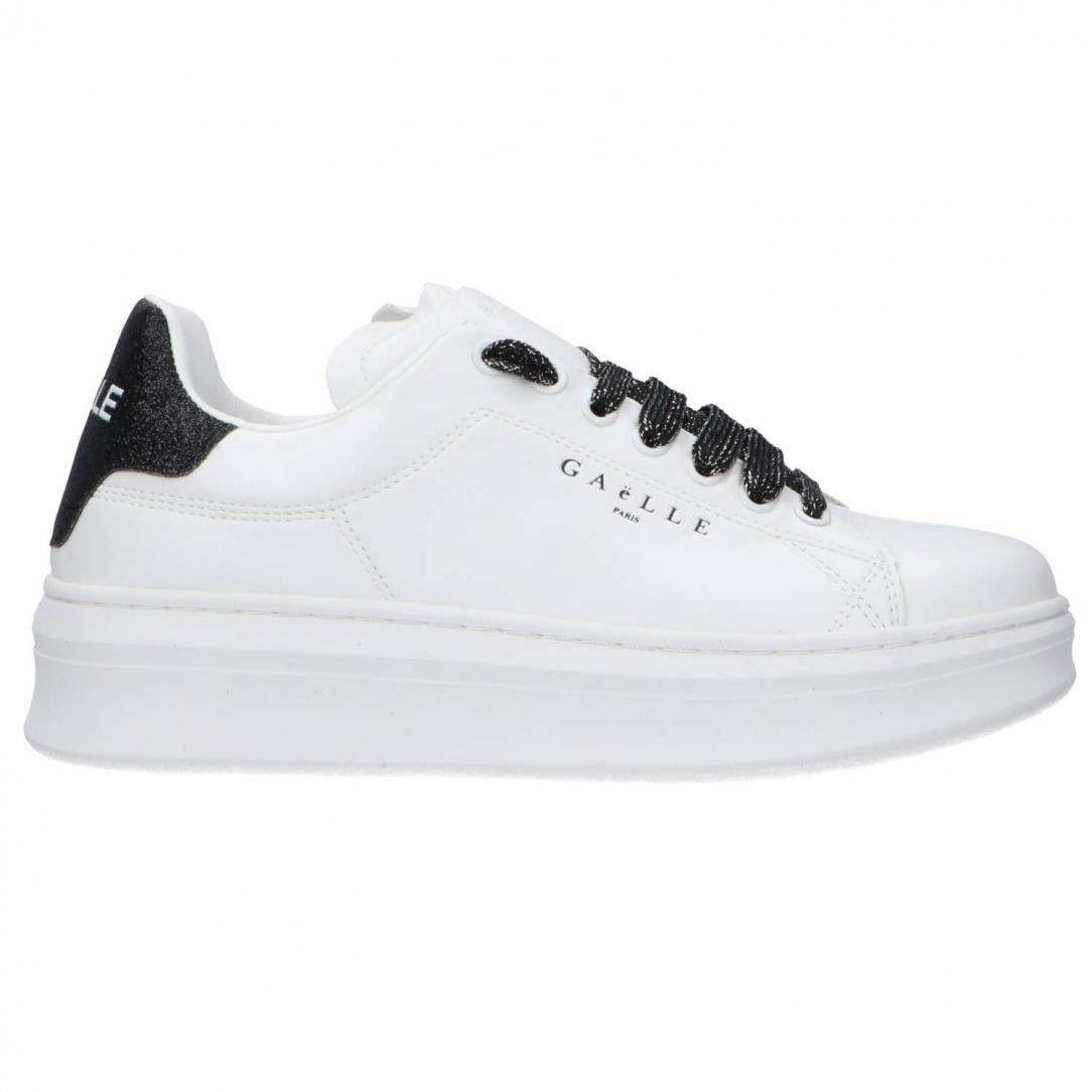 Gaelle Paris Sneakers con lacci in lurex bianco nero