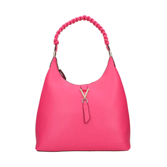 Mario Valentino Borsa a Spalla Donna Linea Miranda in Pelle Sintetica Fucsia con Manico Intrecciato