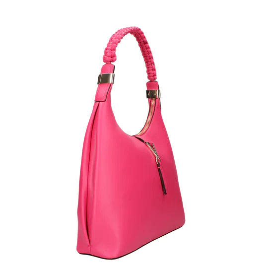 Mario Valentino Borsa a Spalla Donna Linea Miranda in Pelle Sintetica Fucsia con Manico Intrecciato