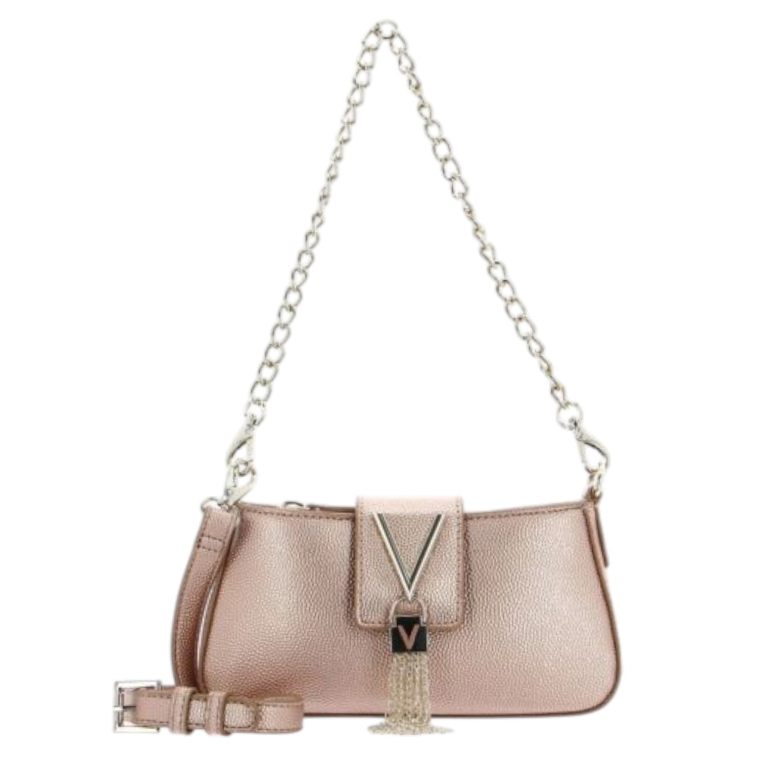 Mario Valentino Borsa a Tracolla in Pelle Sintetica Effetto Martellato Rame con Metalleria Oro