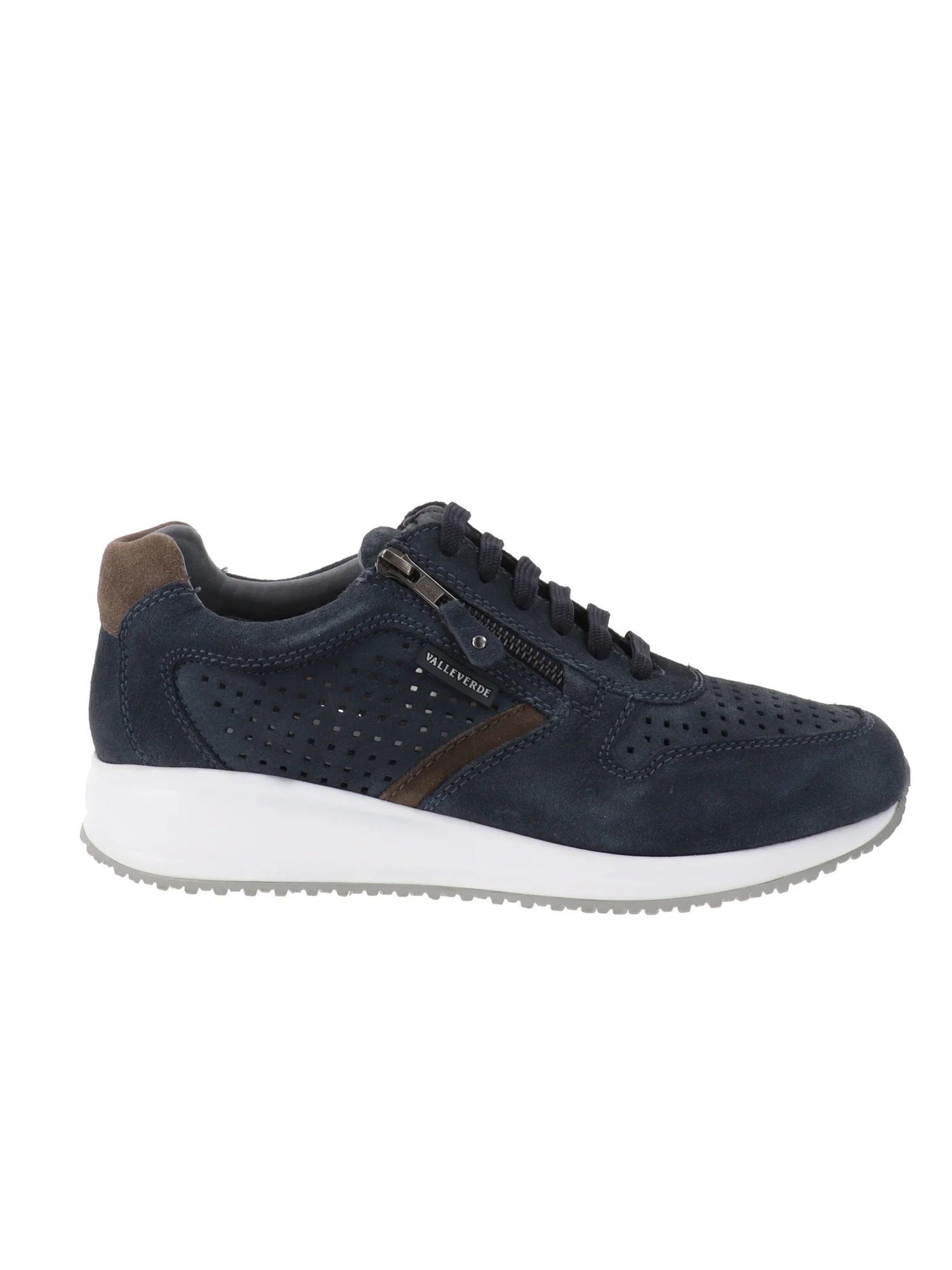 Valleverde Sneakers blu in pelle scamosciata con zip laterale