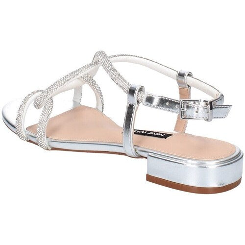 Nine West Sandalo Nayeme Argento con strass e t. 2 cm