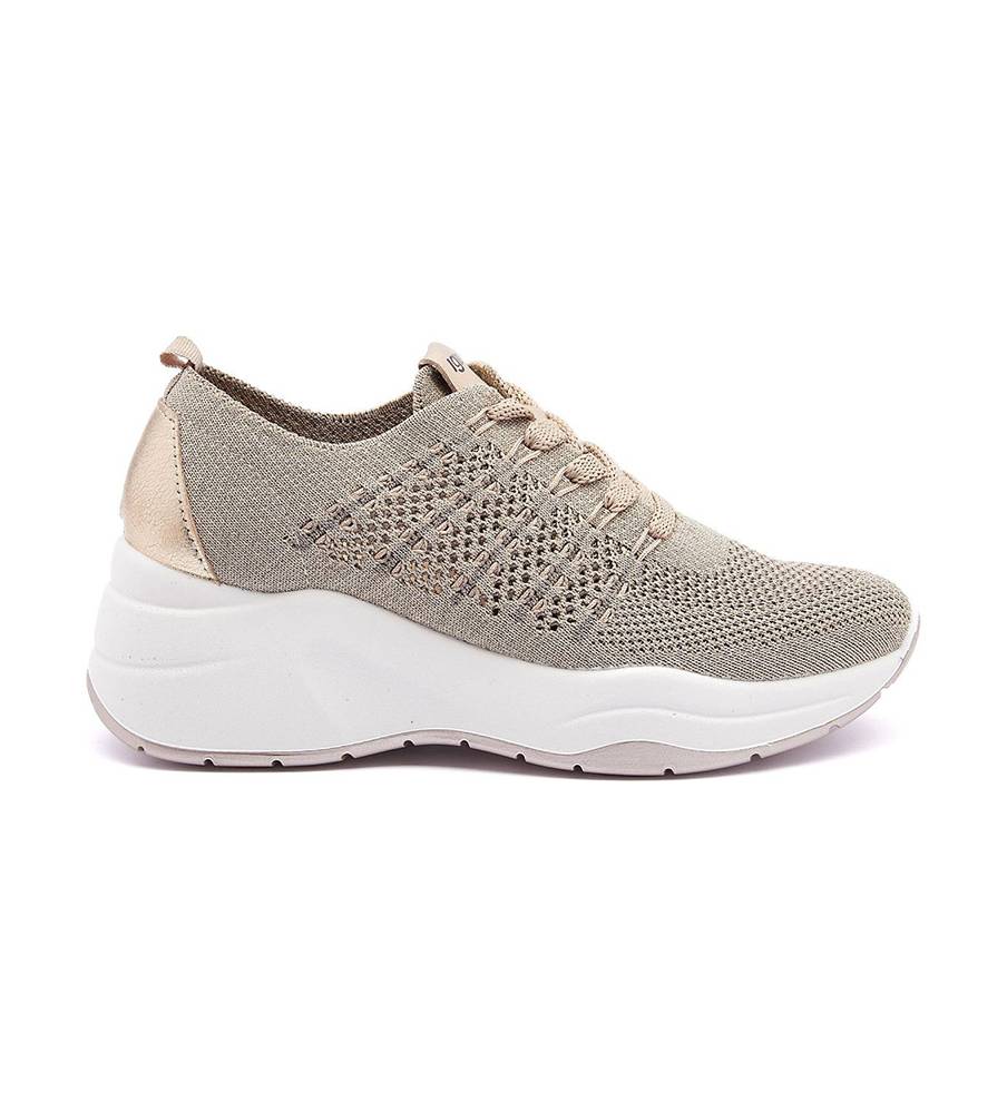 Igi&Co Sneakers dorata con zeppa in tessuto laminato