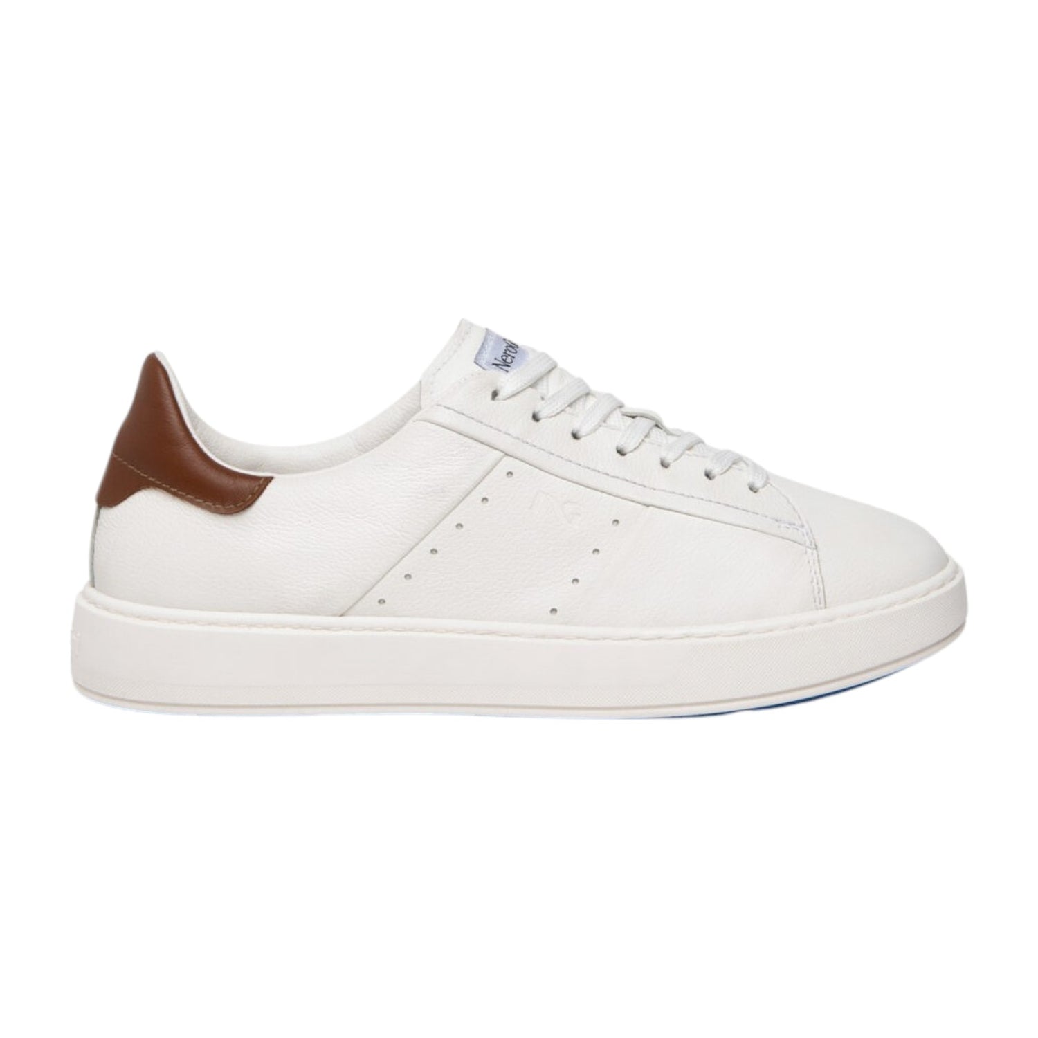 Nero Giardini Sneakers bianco in pelle con inserto cuoio