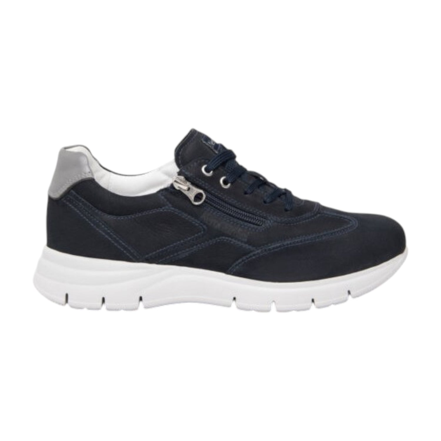 Nero Giardini Sneakers blu in pelle scamosciata con zip laterale