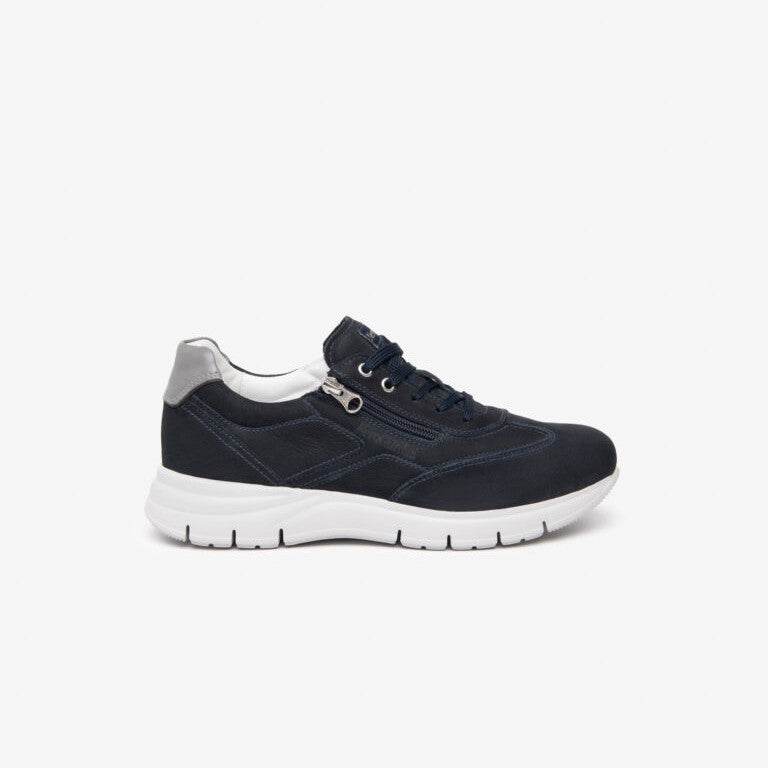 Nero Giardini Sneakers blu in pelle scamosciata con zip laterale