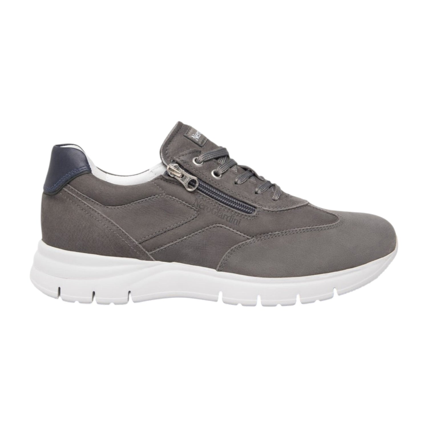 Nero Giardini Sneakers grigia in pelle scamosciata con zip laterale