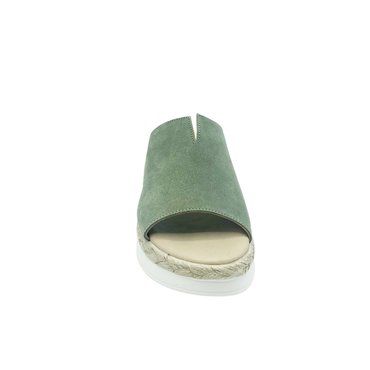 Melluso Ciabatta Donna in Pelle Scamosciata Verde con Zeppa