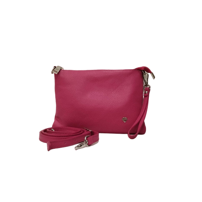 Caleidos Borsa a Tracolla Donna in Pelle Fuxia con Polsino Removibile