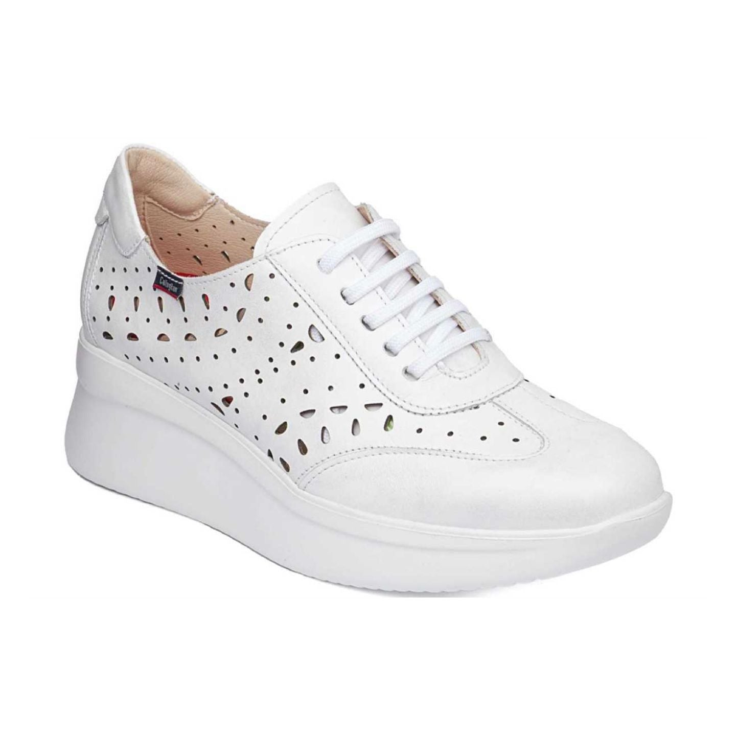 Callaghan Sneakers bianca con zeppa in pelle traforata