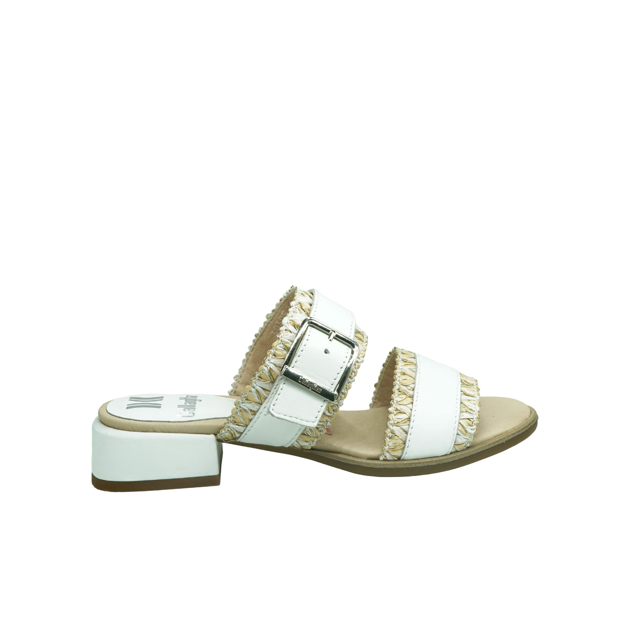 Callaghan Scalzato bianco in pelle e raffia t.3