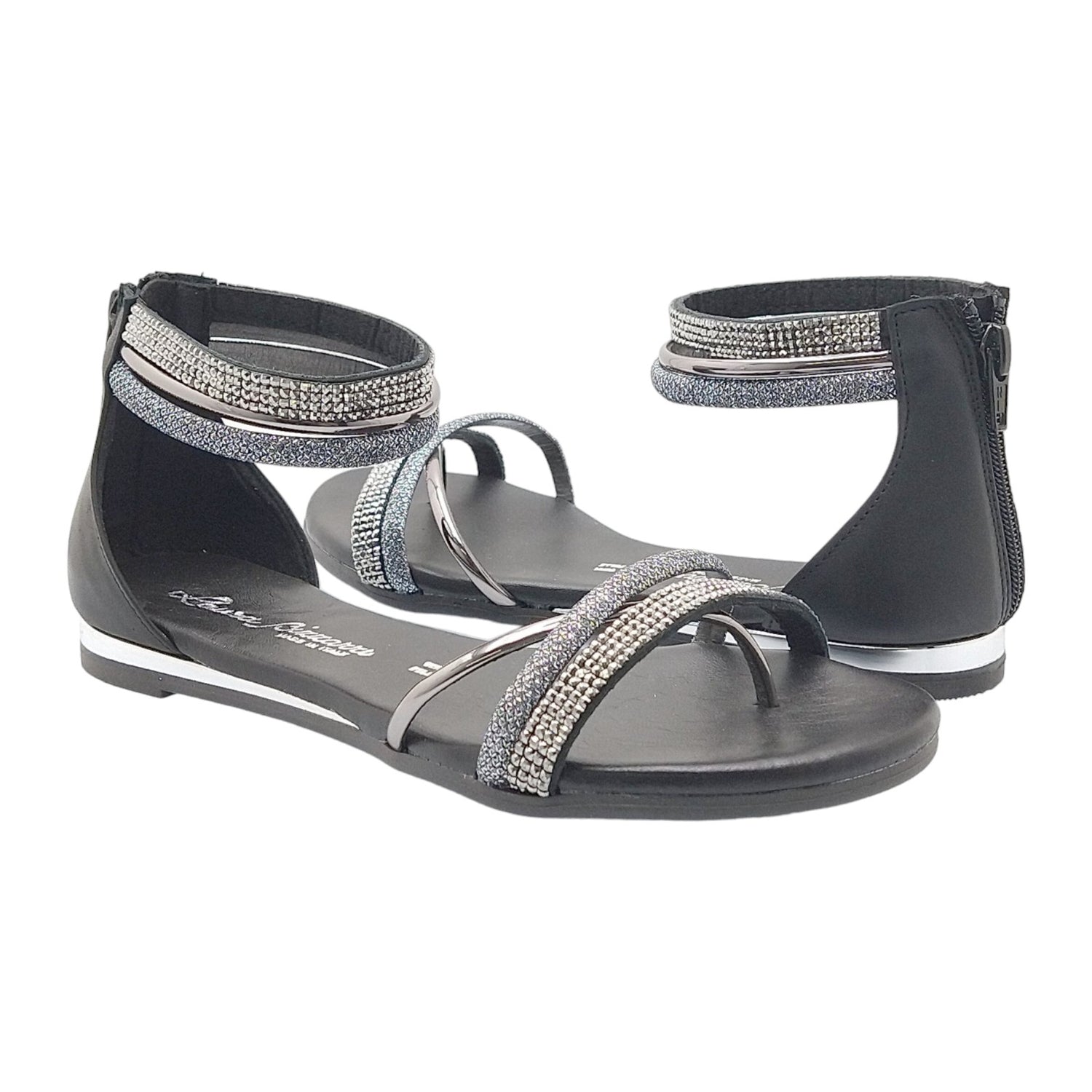 Laura Bizzarri Infradito Nero con Braccialetto in Pelle