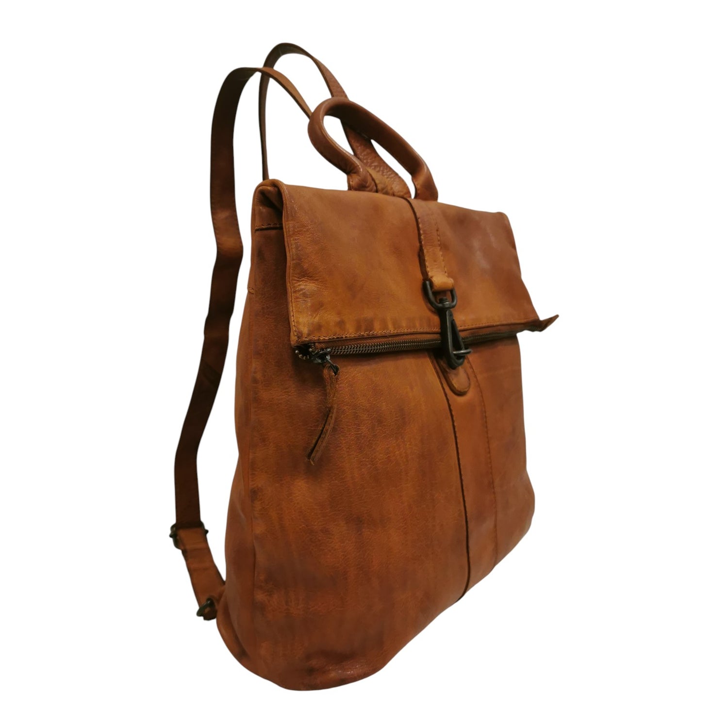 Gianni Conti Zaino Donna in Pelle Cuoio con Moschettone